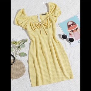 Medium yellow puffy sleeve dress from SHEIN